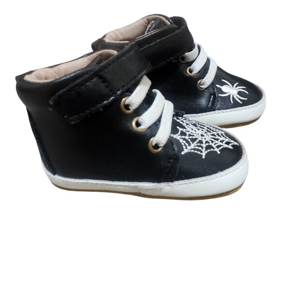 A Bear Co Toddler Size 2 Spider Web High Top Sneakers Leather Black Goth Punk - Picture 3 of 16